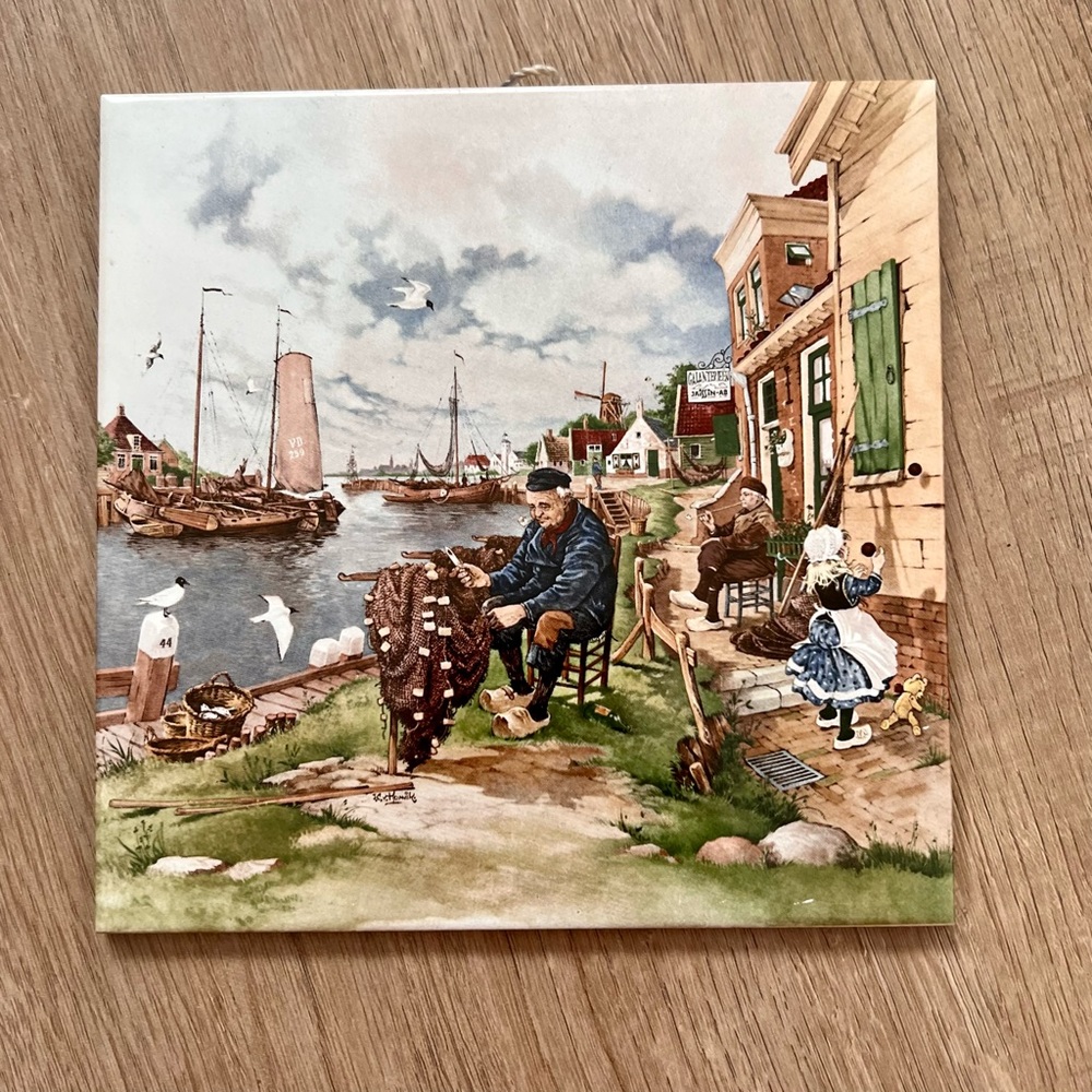 Vintage 1984‎ New Tile Royal Mosa Holland Signed By J.C.Van Hunnik Fishman 6”